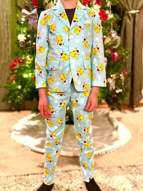 Pokemon 2 Piece Suit For Kids Dress Up Size 5/6 Small Christmas Pikachu